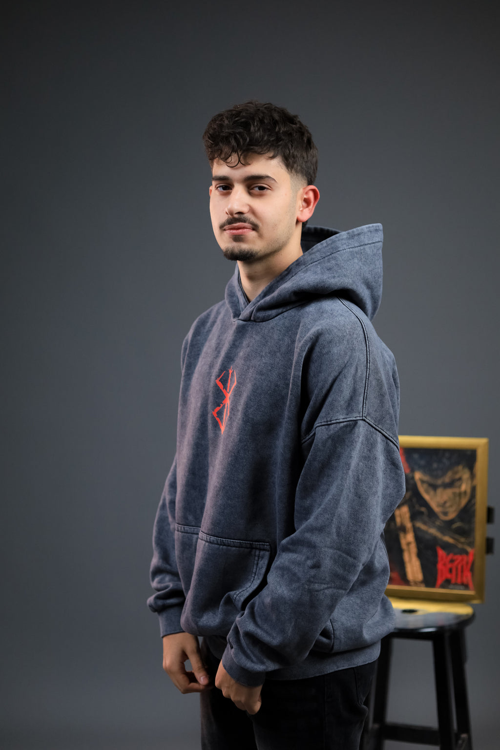 Berserk Guts Oversized Acid-Washed Hoodie