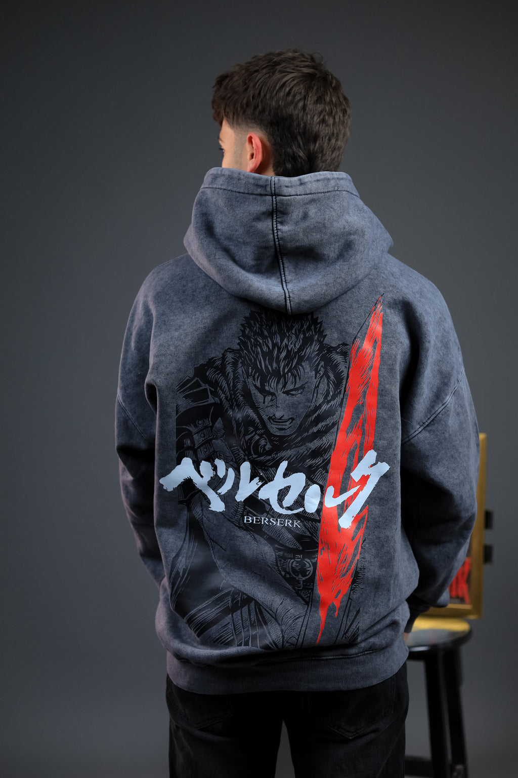 Berserk Guts Oversized Acid-Washed Hoodie