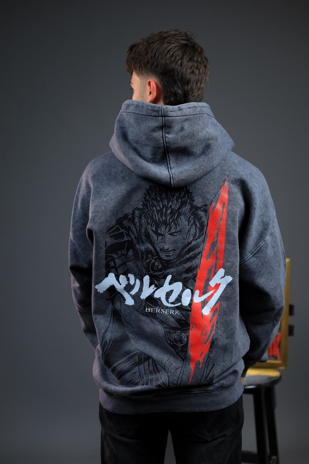 Berserk Guts Oversized Acid-Washed Hoodie