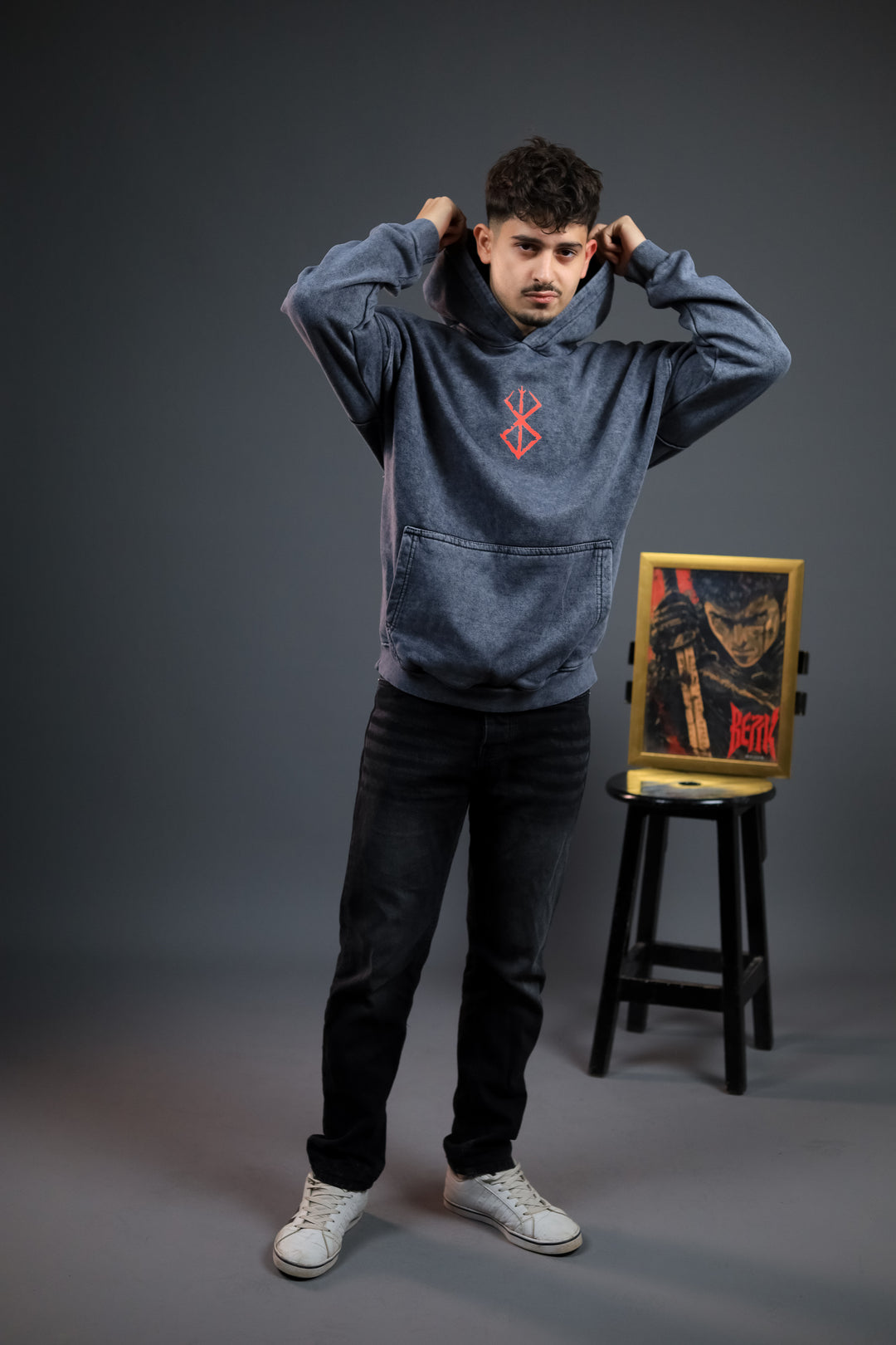 Berserk Guts Oversized Acid-Washed Hoodie