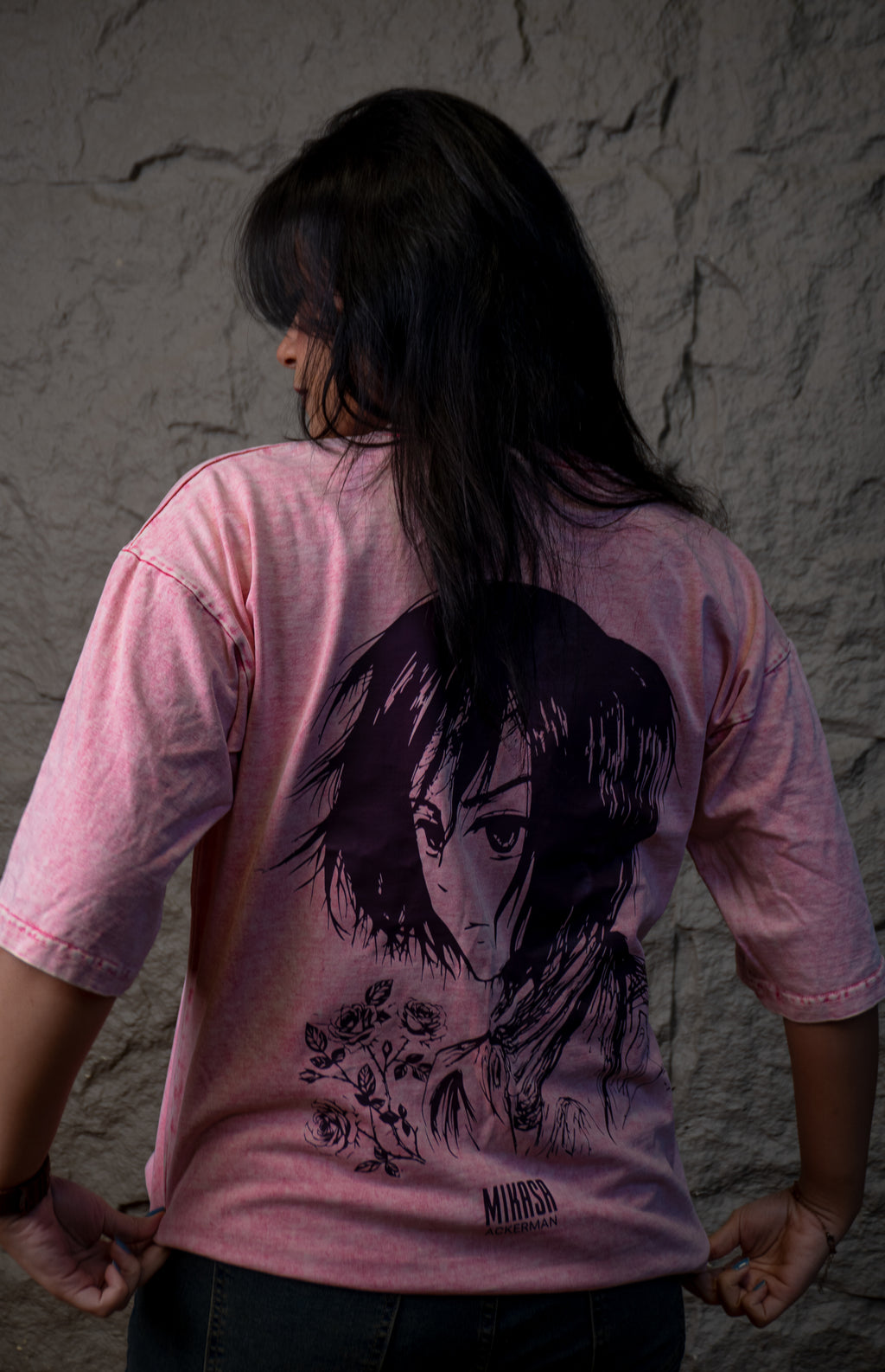 Mikasa Ackerman Premium Acid Washed Oversized Tee