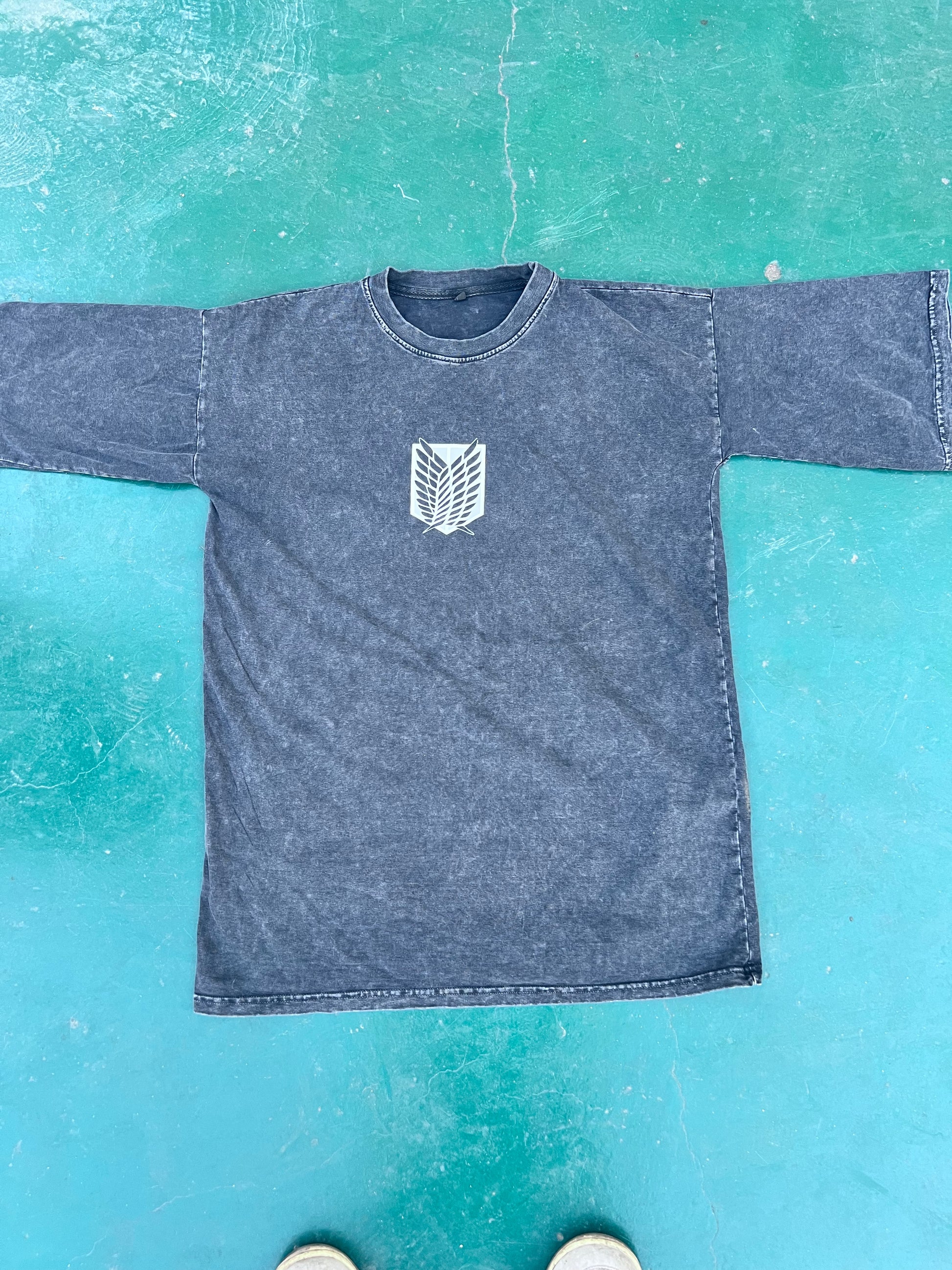 Attack on titan Eren Yeager trapped in titan acid washed oversized tee