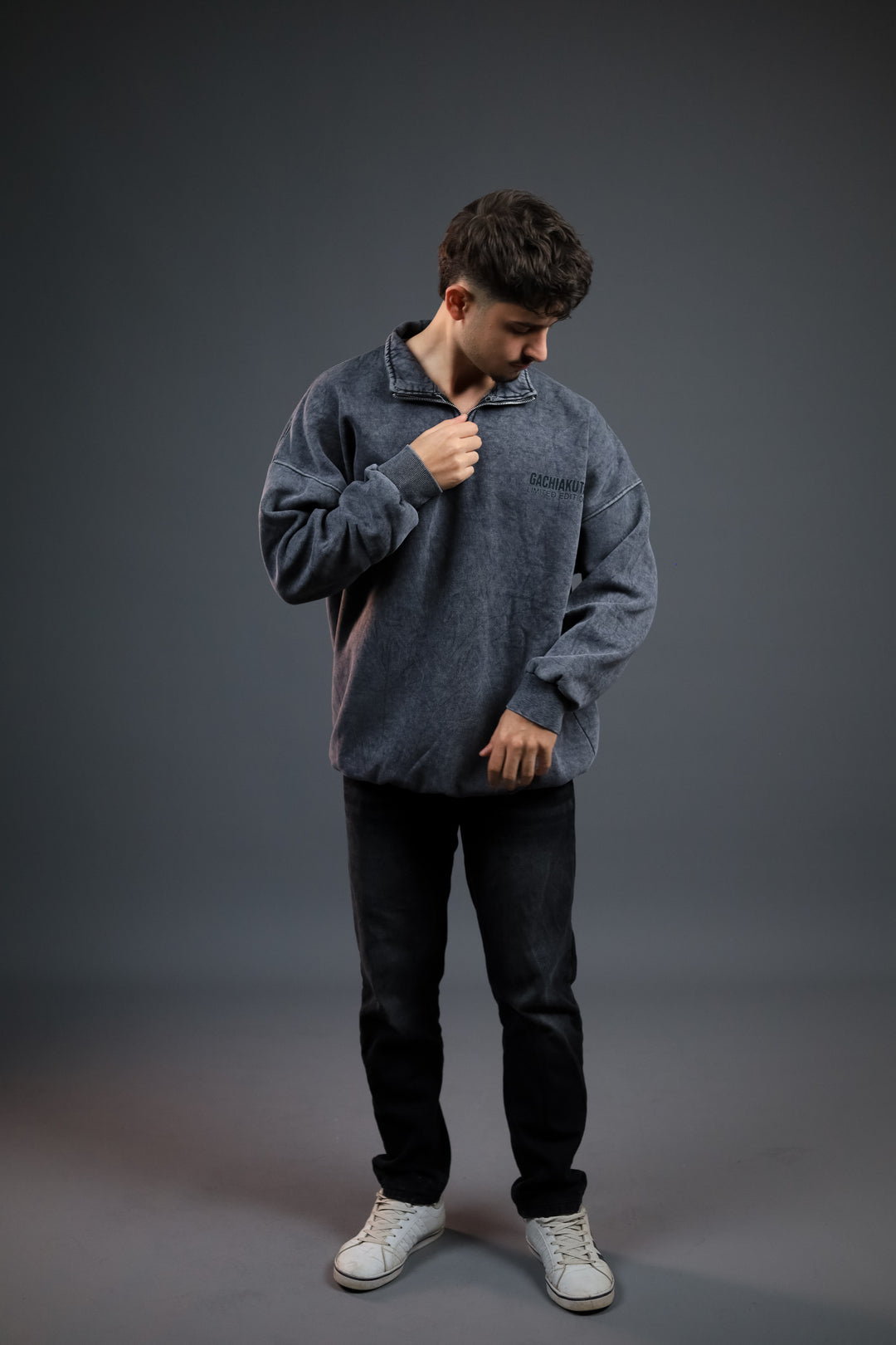 Gachiakuta Acid Washed Quarter-Zipper