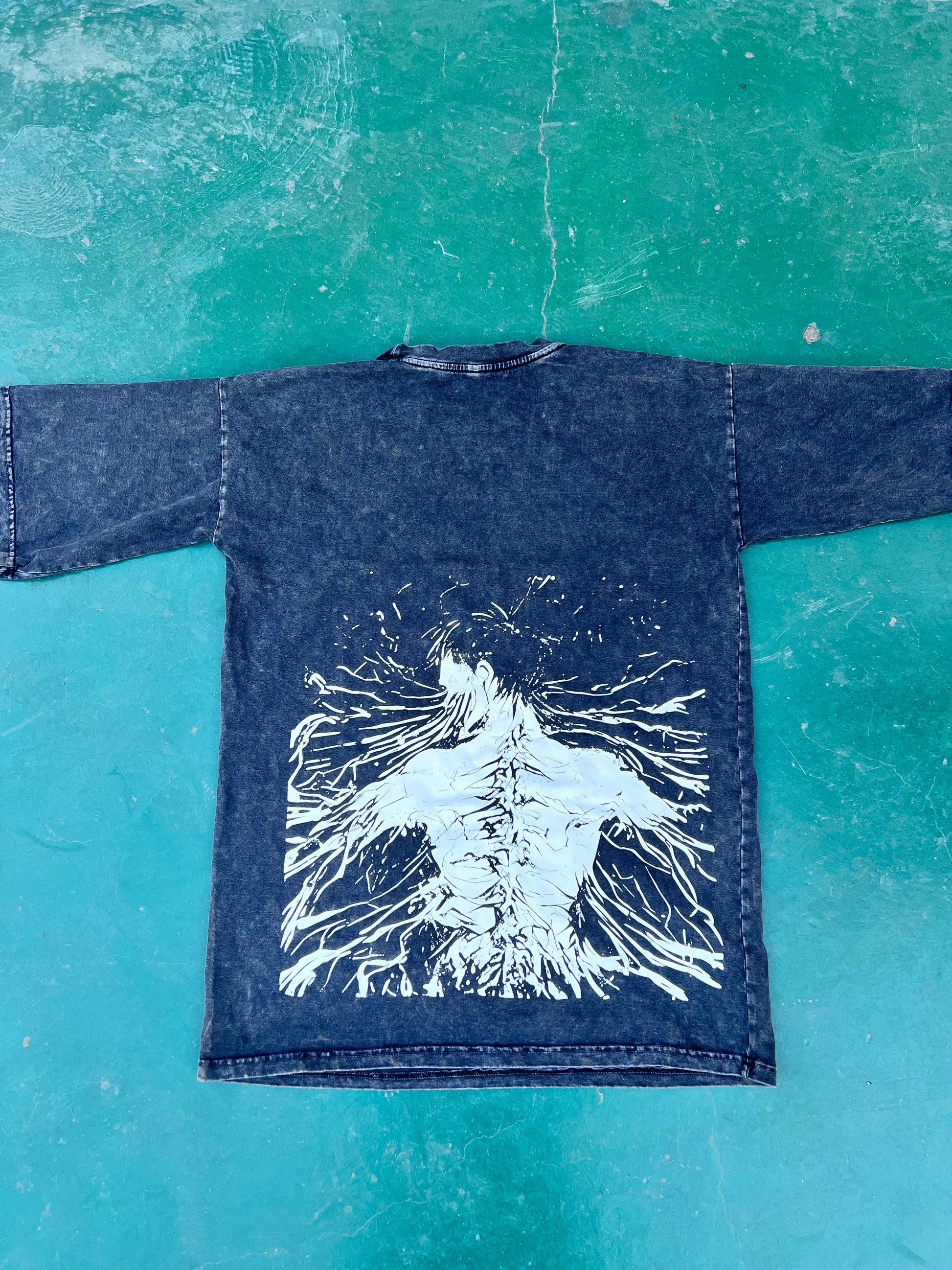 Attack on titan Eren Yeager trapped in titan acid washed oversized tee