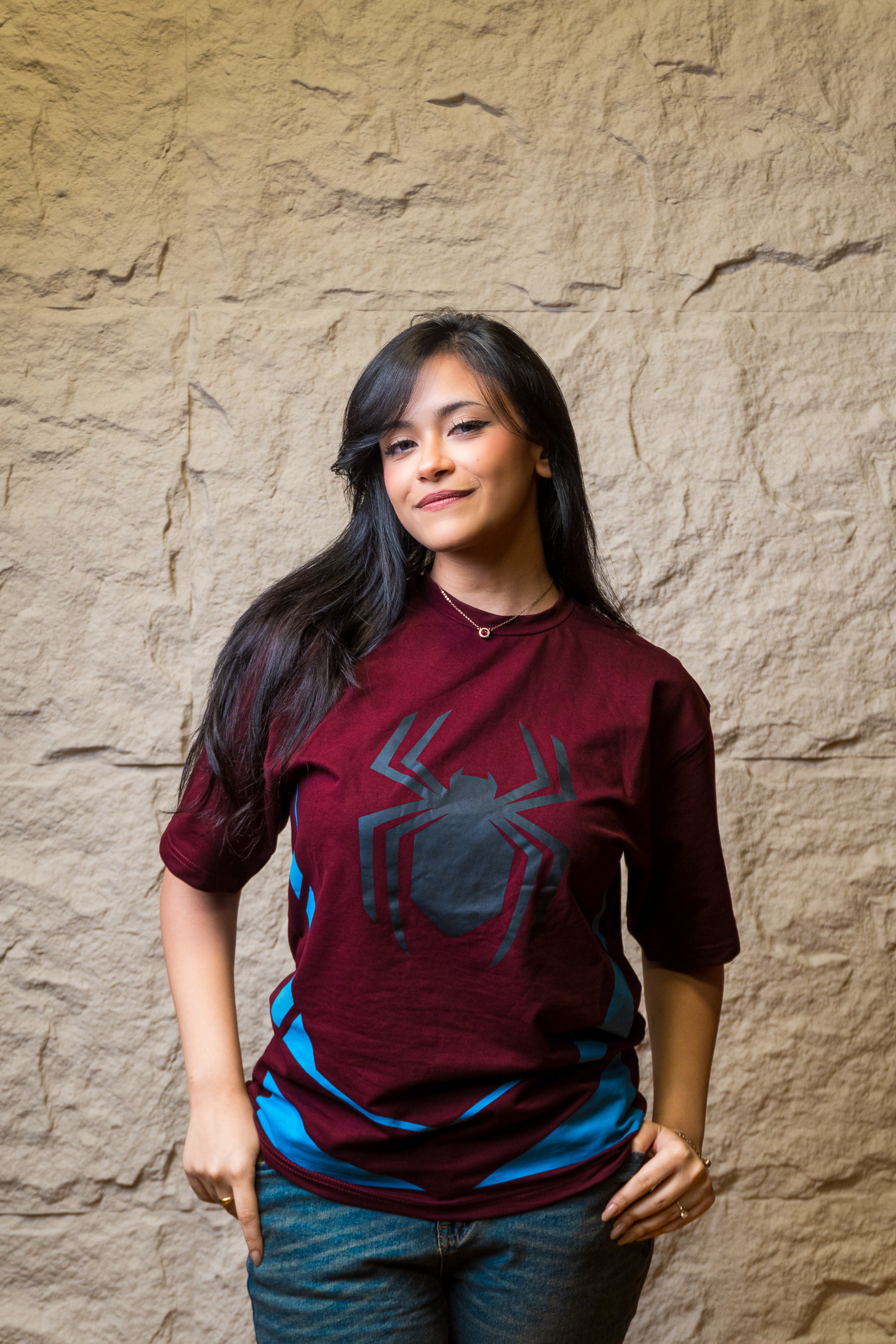 Spider Man Suit Inspired Oversized Screen Print Tee