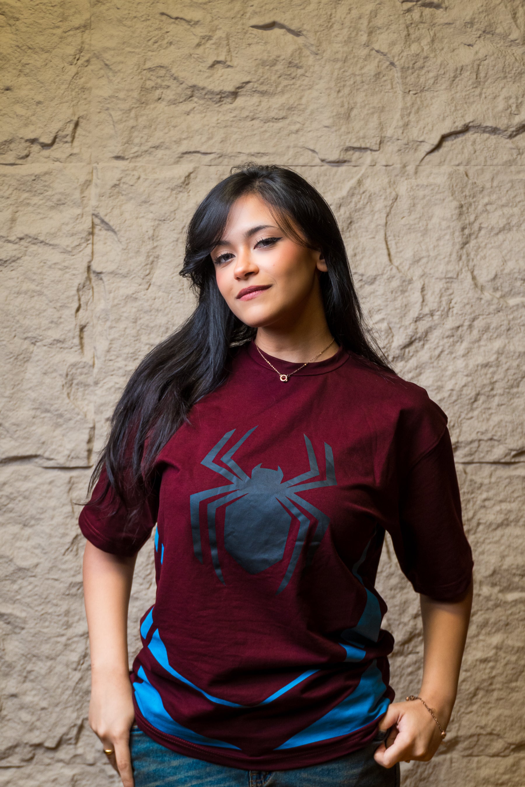 Spider Man Suit Inspired Oversized Screen Print Tee