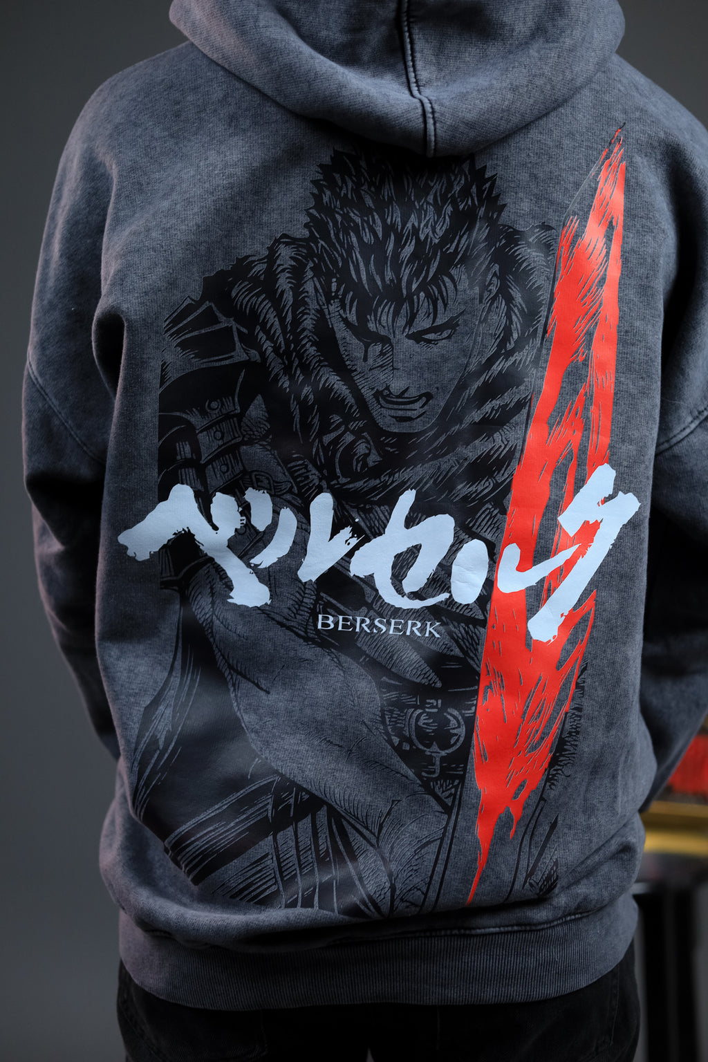 Berserk Guts Oversized Acid-Washed Hoodie