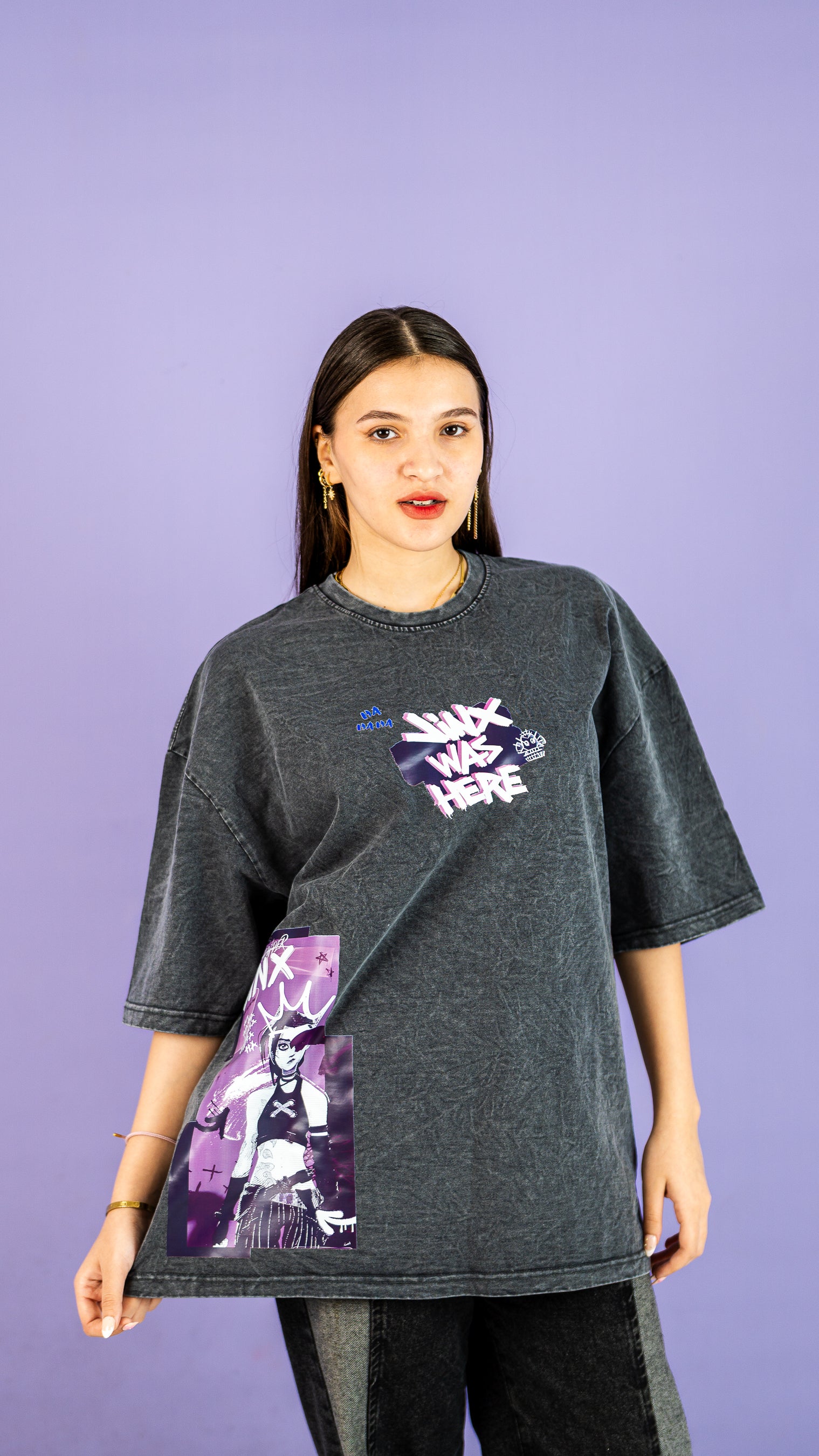 Jinx arcane Acid washed tee