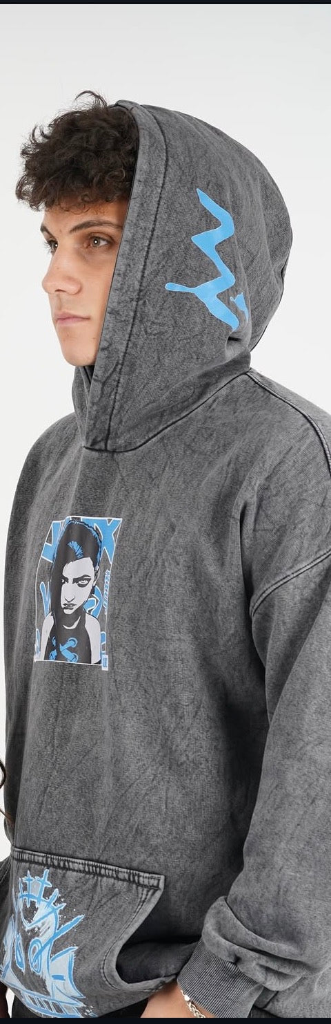 Jinx From Arcane acid washed Hoodie