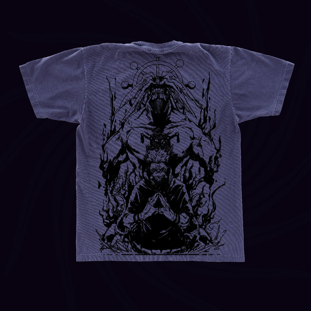 Sukuna Blue Acid washed oversized Tee