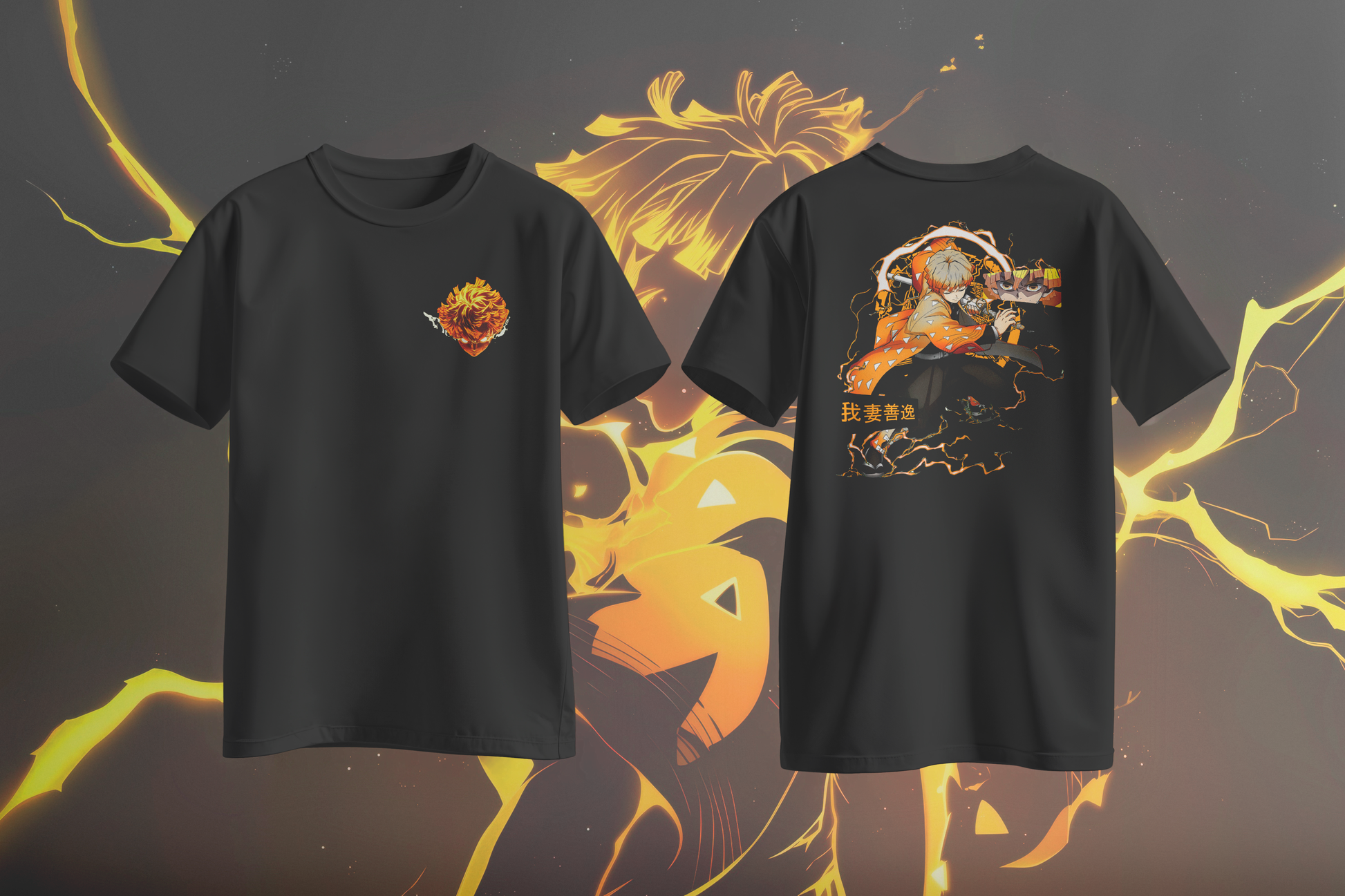 Zenitsu Demon Slayer over sized thunder breathing tee