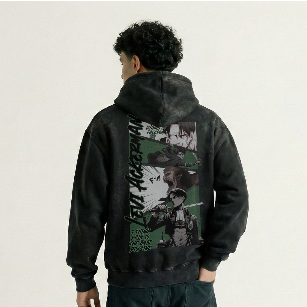 Levi Ackerman Acid Washed Hoodie