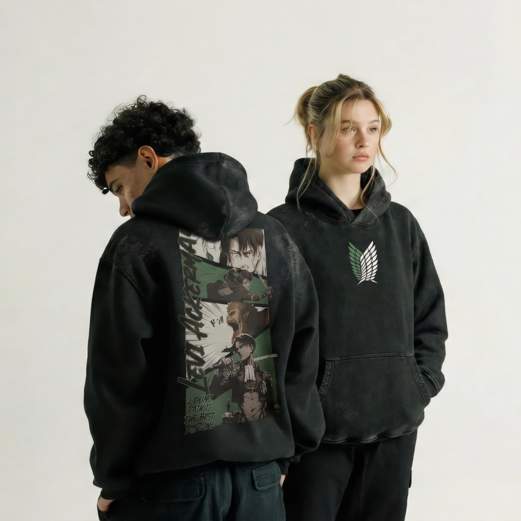 Levi Ackerman Acid Washed Hoodie