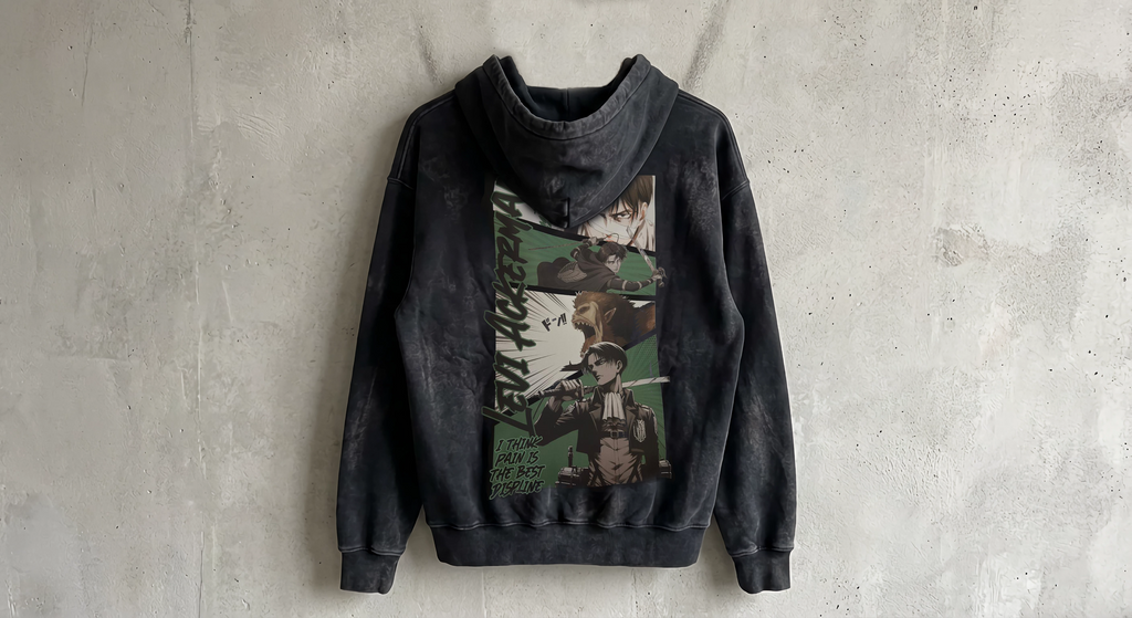 Levi Ackerman Acid Washed Hoodie