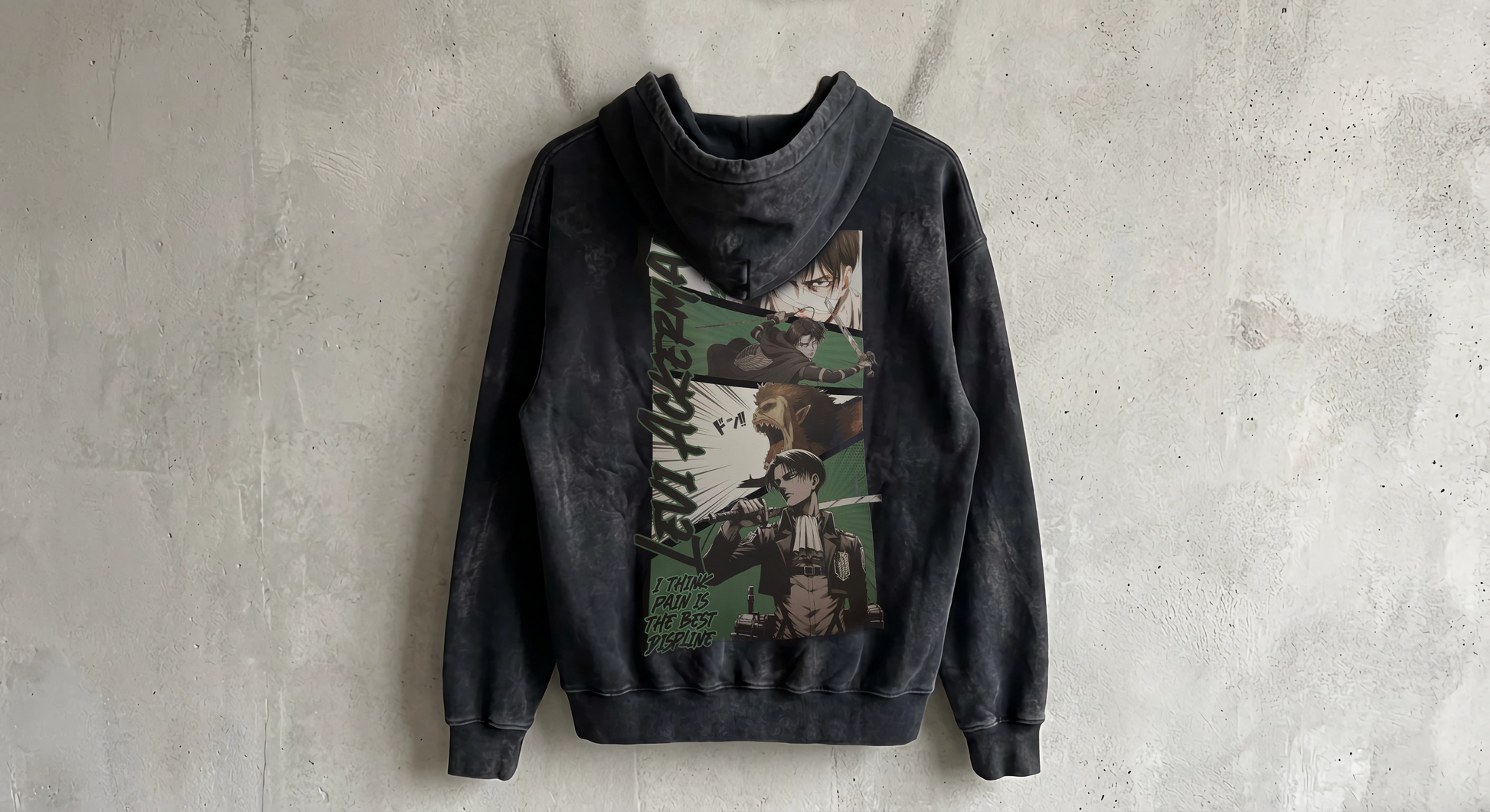 Levi Ackerman Acid Washed Hoodie
