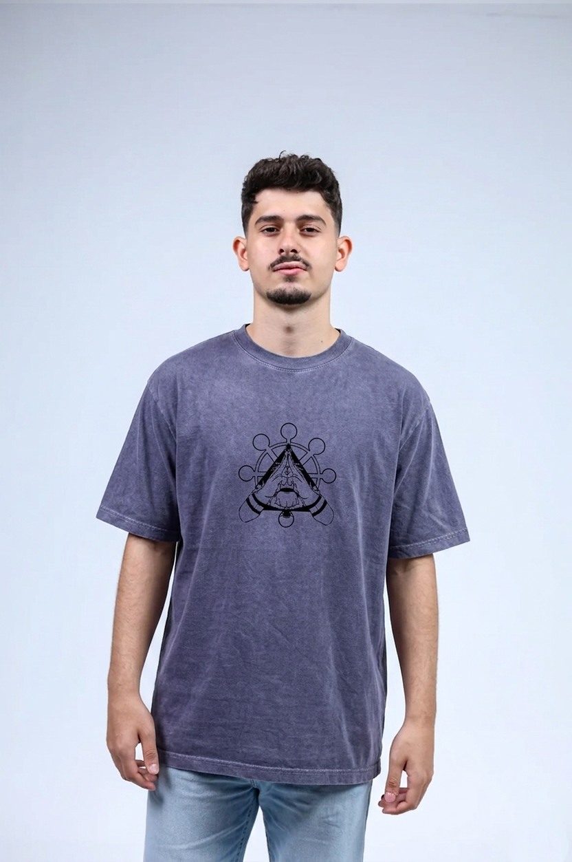 Sukuna Blue Acid washed oversized Tee