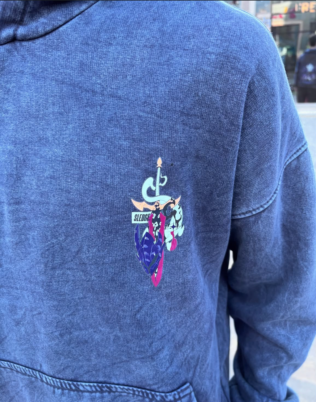 Solo Leveling Blue Acid washed hoodie