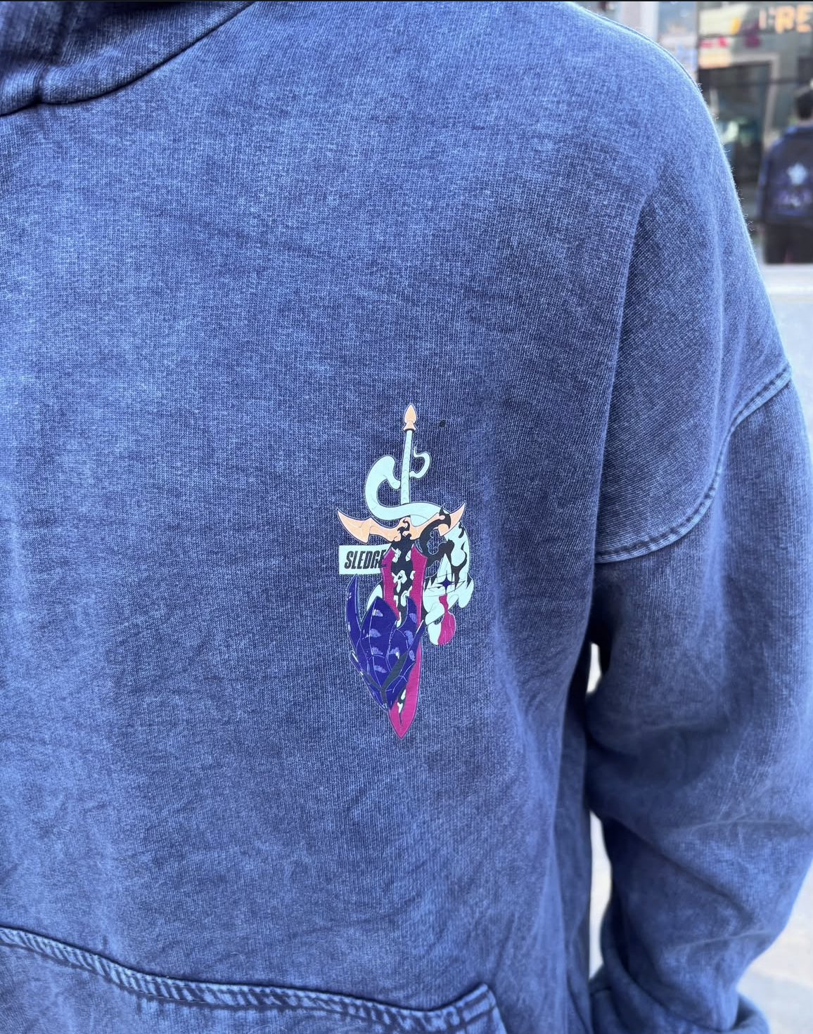 Solo Leveling Blue Acid washed hoodie